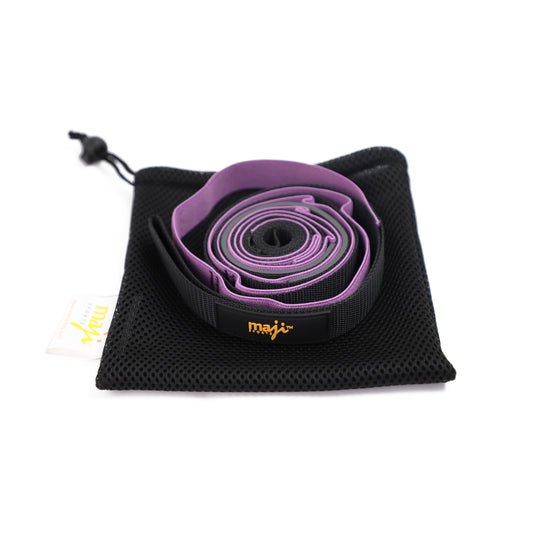 Maji Sports Elastic Yoga Straps with 9 Loops - Purple/Black