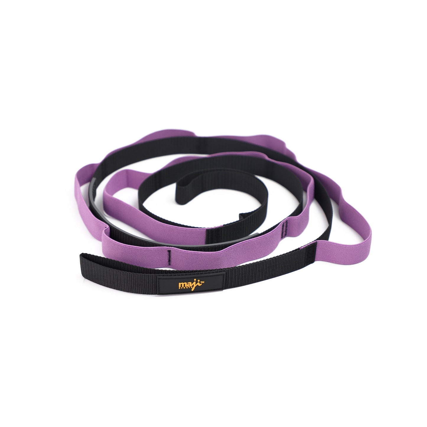 Maji Sports Elastic Yoga Straps with 9 Loops - Purple/Black
