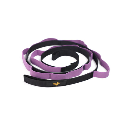 Maji Sports Elastic Yoga Straps with 9 Loops - Purple/Black